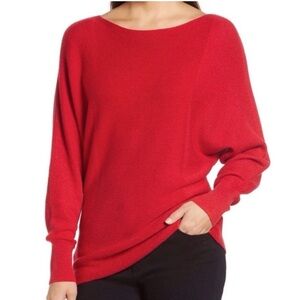 Tommy Bahama Red Metallic Boatneck Sweater Tunic M Relaxed Fit